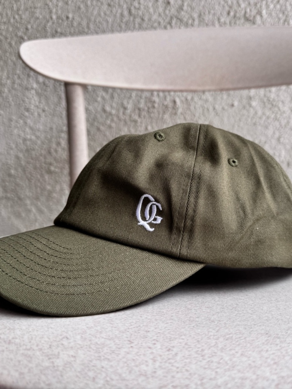 New QUIET GOLF Olive Green Cotton Monogram Dad Hat Cap $55
